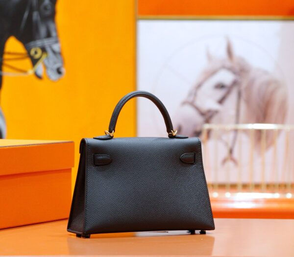DR96 Factory Mini Kelly Swift Leather CK89 Black Gold Hardware 19cm Full Handmade