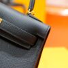 DR96 Factory Mini Kelly Swift Leather CK89 Black Gold Hardware 19cm Full Handmade