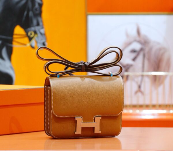 DR96 Factory Conatance Epsom Leather Gold Brown Silver Hardware 18cm Full Handmade