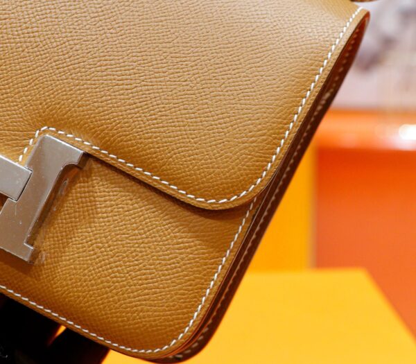 DR96 Factory Conatance Epsom Leather Gold Brown Silver Hardware 18cm Full Handmade