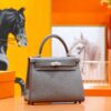 DR96 Factory Kelly Togo Leather Medium Grey Silver Hardware 25cm Full Handmade