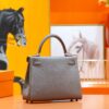 DR96 Factory Kelly Togo Leather Medium Grey Silver Hardware 25cm Full Handmade