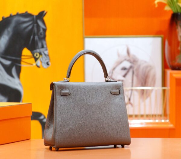 DR96 Factory Kelly Togo Leather Medium Grey Silver Hardware 25cm Full Handmade