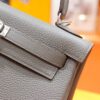 DR96 Factory Kelly Togo Leather Medium Grey Silver Hardware 25cm Full Handmade