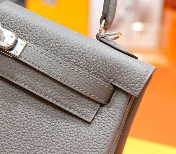 DR96 Factory Kelly Togo Leather Medium Grey Silver Hardware 25cm Full Handmade