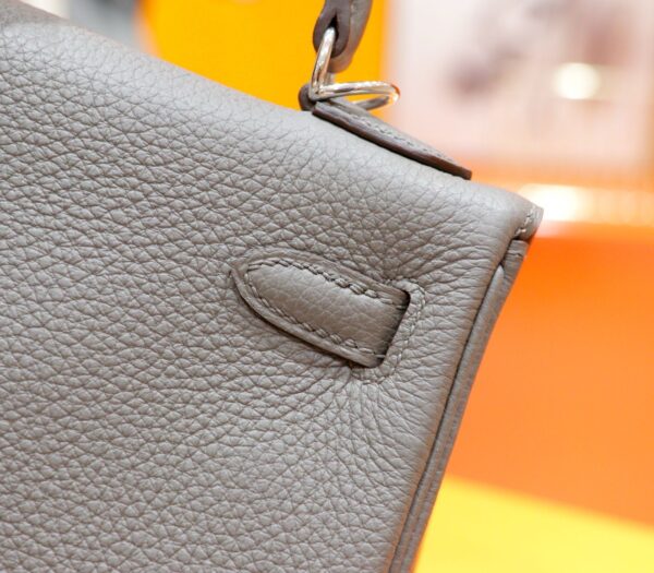 DR96 Factory Kelly Togo Leather Medium Grey Silver Hardware 25cm Full Handmade