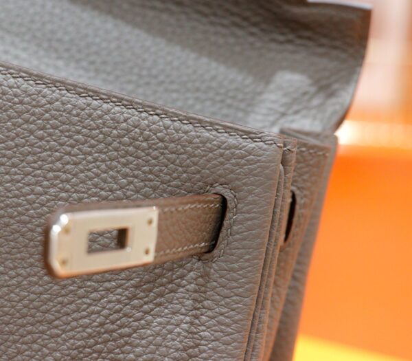 DR96 Factory Kelly Togo Leather Medium Grey Silver Hardware 25cm Full Handmade