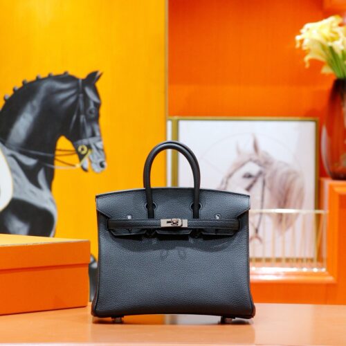 DR96 Factory Birkin Togo Leather CK89 Black Silver Hardware 25cm Full Handmade