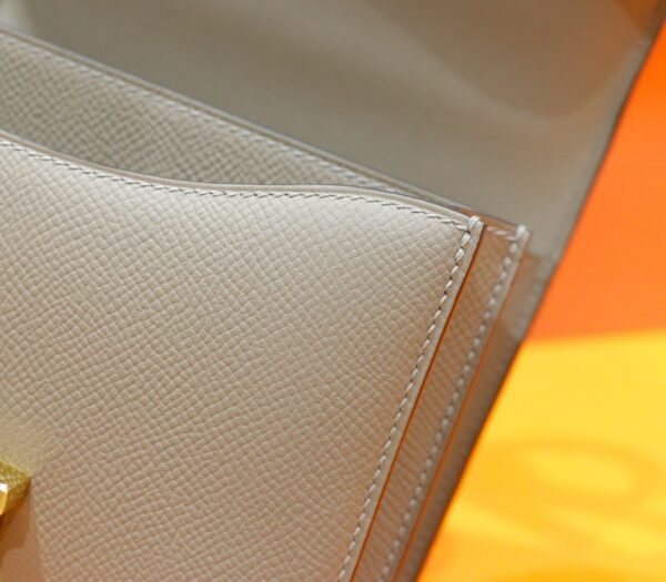 DR96 Factory Constance Epsom Leather Khaki Grey Gold Hardware 18cm Full Handmade