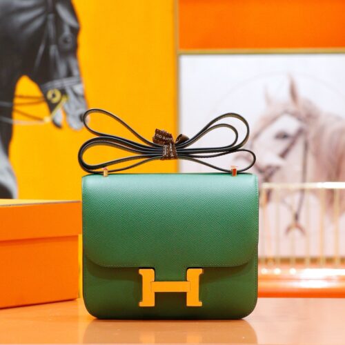 DR96 Factory Constance Epsom Leather Bamboo Green Gold Hardware 18cm Full Handmade
