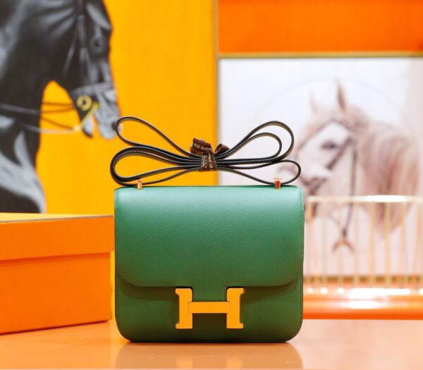 DR96 Factory Constance Epsom Leather Bamboo Green Gold Hardware 18cm Full Handmade