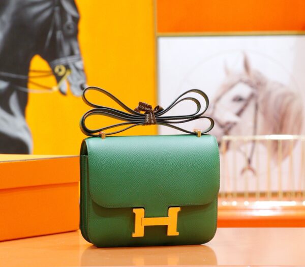 DR96 Factory Constance Epsom Leather Bamboo Green Gold Hardware 18cm Full Handmade