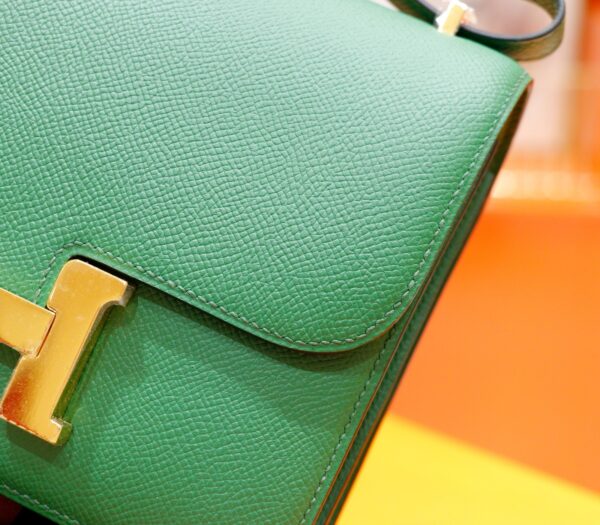 DR96 Factory Constance Epsom Leather Bamboo Green Gold Hardware 18cm Full Handmade