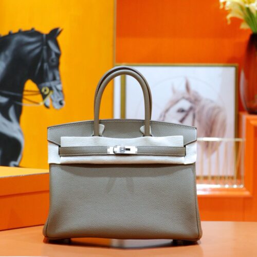 DR96 Factory Birkin Togo Leather CK18 Etoupe Grey Silver Hardware 30cm Full Handmade