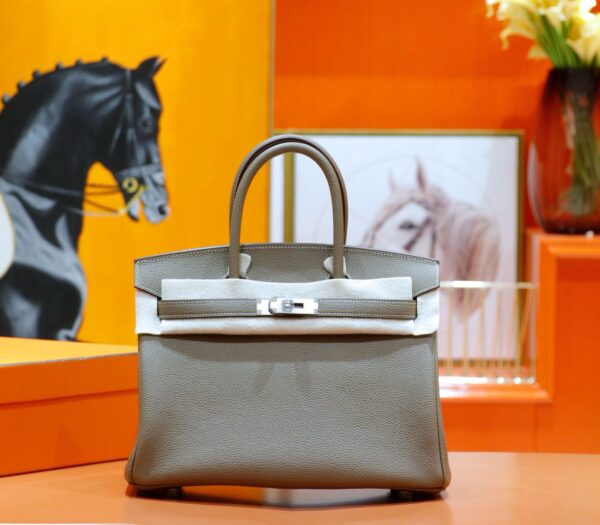 DR96 Factory Birkin Togo Leather CK18 Etoupe Grey Silver Hardware 30cm Full Handmade