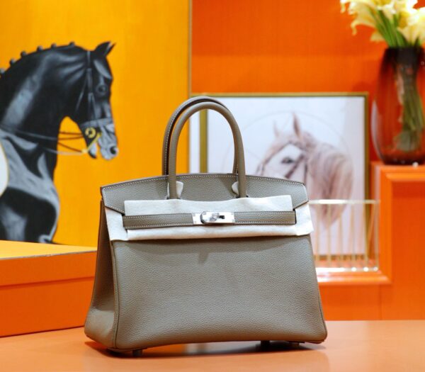 DR96 Factory Birkin Togo Leather CK18 Etoupe Grey Silver Hardware 30cm Full Handmade