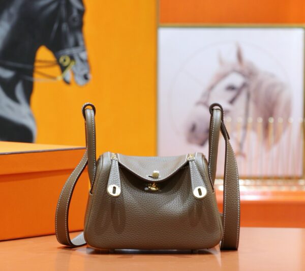 DR96 Factory Mini Lindy Togo Leather CK18 Etoupe Grey Gold Hardware 20cm Full Handmade