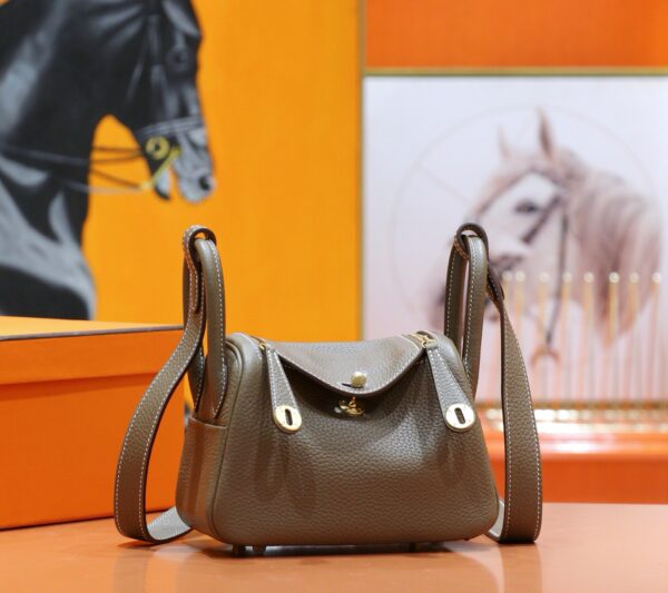 DR96 Factory Mini Lindy Togo Leather CK18 Etoupe Grey Gold Hardware 20cm Full Handmade