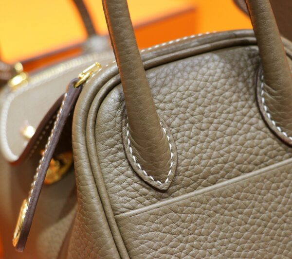 DR96 Factory Mini Lindy Togo Leather CK18 Etoupe Grey Gold Hardware 20cm Full Handmade