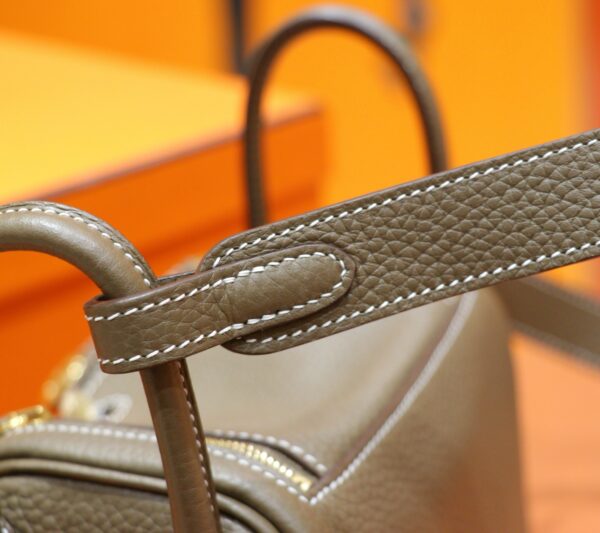DR96 Factory Mini Lindy Togo Leather CK18 Etoupe Grey Gold Hardware 20cm Full Handmade
