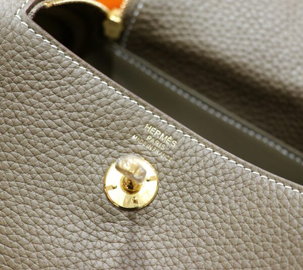 DR96 Factory Mini Lindy Togo Leather CK18 Etoupe Grey Gold Hardware 20cm Full Handmade