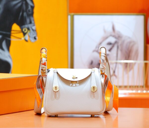 DR96 Factory Mini Lindy Togo Leather CK10 Cream White Gold Hardware 20cm Full Handmade
