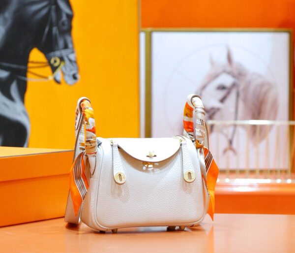 DR96 Factory Mini Lindy Togo Leather CK10 Cream White Gold Hardware 20cm Full Handmade