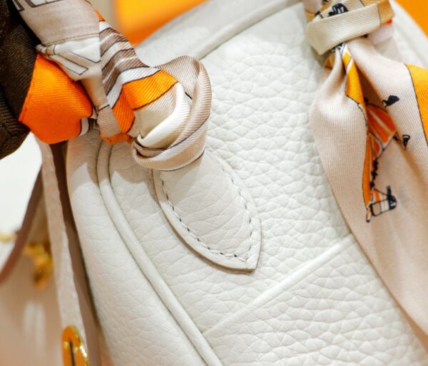 DR96 Factory Mini Lindy Togo Leather CK10 Cream White Gold Hardware 20cm Full Handmade