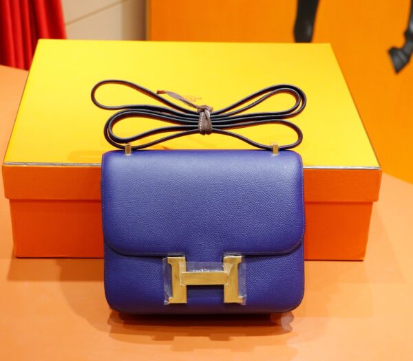 DR96 Factory Constance Epsom Leather Iris Purple Gold Hardware 18cm Full Handmade