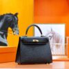 DR96 Factory Kelly Epsom Leather CK89 Black Gold Hardware 25cm Full Handmade