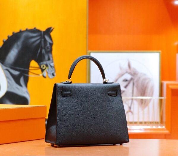 DR96 Factory Kelly Epsom Leather CK89 Black Gold Hardware 25cm Full Handmade