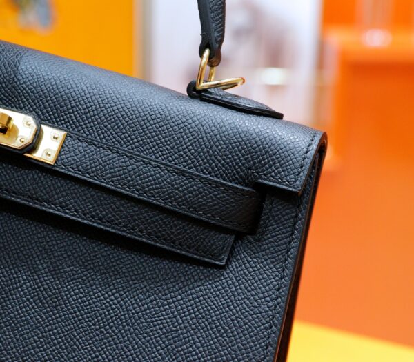 DR96 Factory Kelly Epsom Leather CK89 Black Gold Hardware 25cm Full Handmade