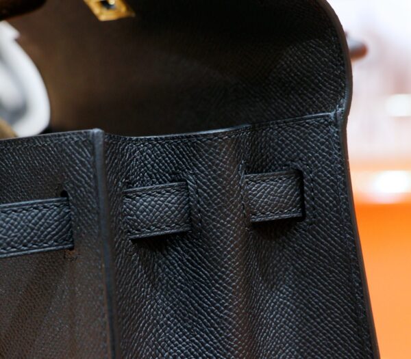 DR96 Factory Kelly Epsom Leather CK89 Black Gold Hardware 25cm Full Handmade