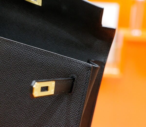 DR96 Factory Kelly Epsom Leather CK89 Black Gold Hardware 25cm Full Handmade