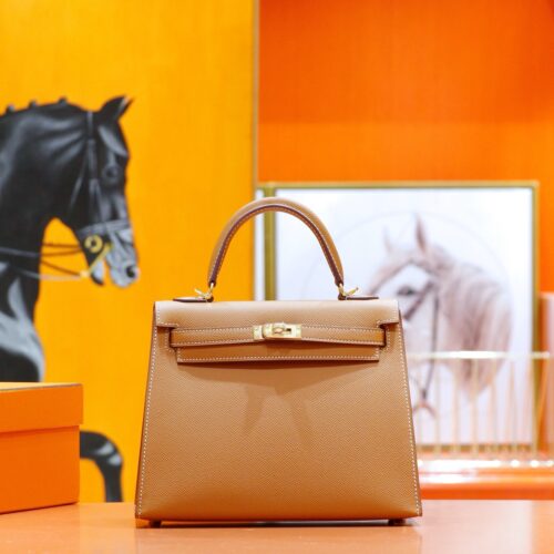 DR96 Factory Kelly Epsom Leather Golden Brown Gold Hardware 25cm Full Handmade