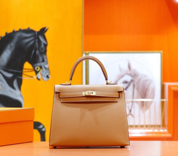 DR96 Factory Kelly Epsom Leather Golden Brown Gold Hardware 25cm Full Handmade