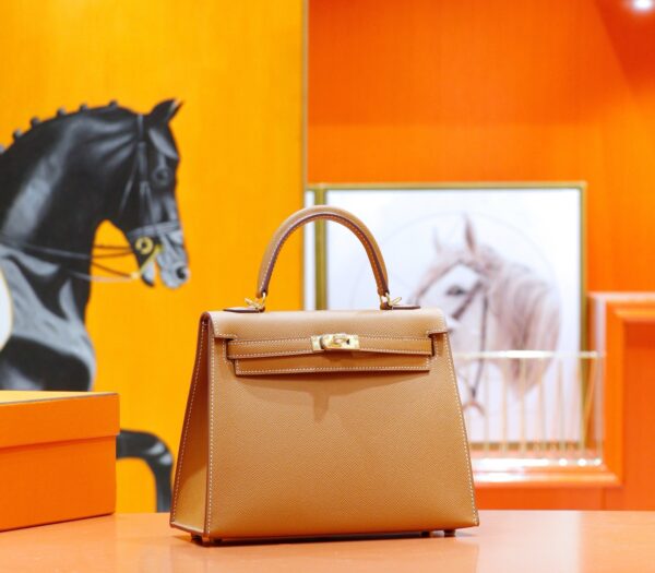 DR96 Factory Kelly Epsom Leather Golden Brown Gold Hardware 25cm Full Handmade