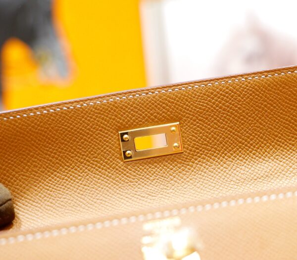 DR96 Factory Kelly Epsom Leather Golden Brown Gold Hardware 25cm Full Handmade