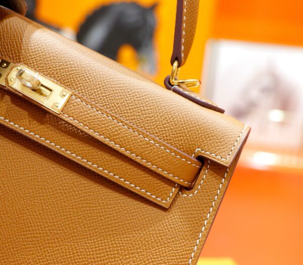 DR96 Factory Kelly Epsom Leather Golden Brown Gold Hardware 25cm Full Handmade