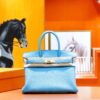 DR96 Factory Birkin Togo Leather Candy Blue Silver Hardware 30cm Full Handmade