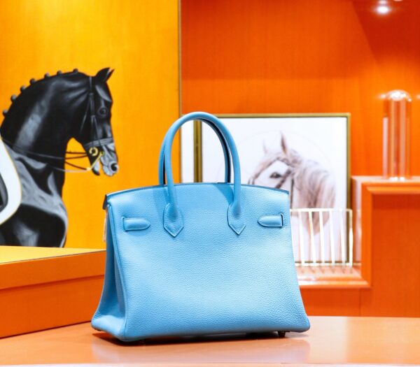 DR96 Factory Birkin Togo Leather Candy Blue Silver Hardware 30cm Full Handmade