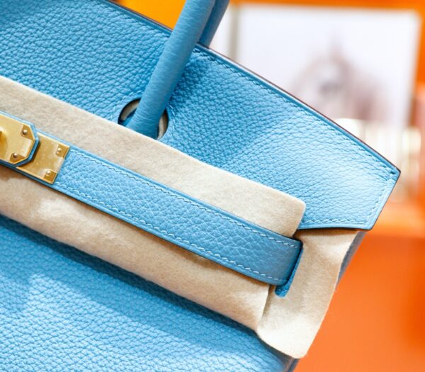 DR96 Factory Birkin Togo Leather Candy Blue Silver Hardware 30cm Full Handmade
