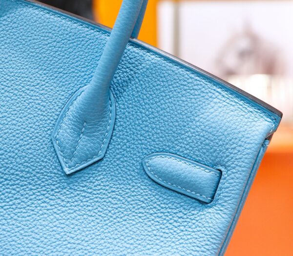 DR96 Factory Birkin Togo Leather Candy Blue Silver Hardware 30cm Full Handmade