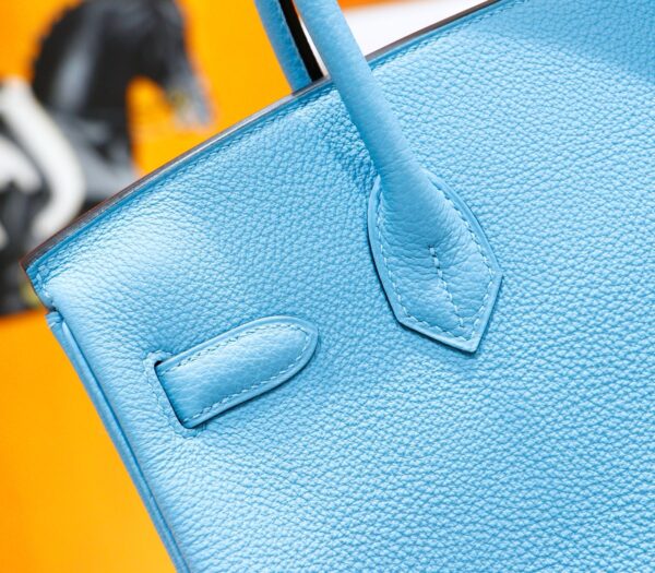 DR96 Factory Birkin Togo Leather Candy Blue Silver Hardware 30cm Full Handmade