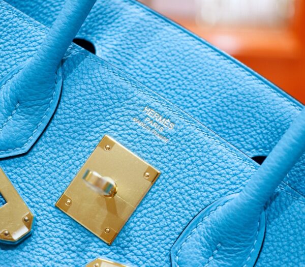 DR96 Factory Birkin Togo Leather Candy Blue Silver Hardware 30cm Full Handmade
