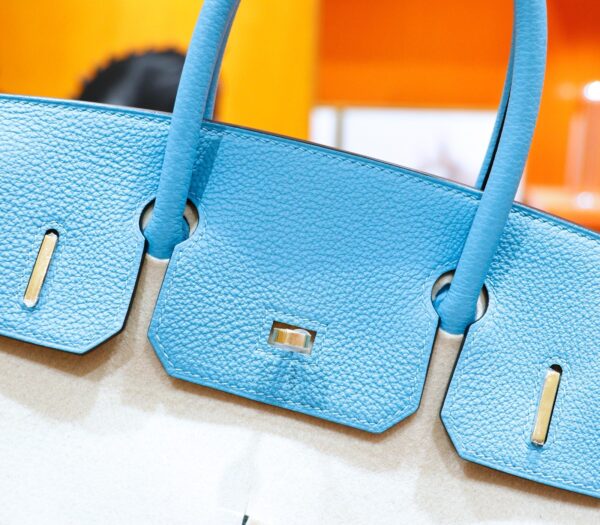 DR96 Factory Birkin Togo Leather Candy Blue Silver Hardware 30cm Full Handmade