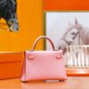 DR96 Factory Mini Kelly Epsom Leather Sakura Pink Silver Hardware 19cm Full Handmade