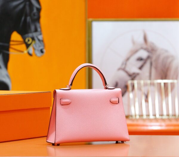 DR96 Factory Mini Kelly Epsom Leather Sakura Pink Silver Hardware 19cm Full Handmade