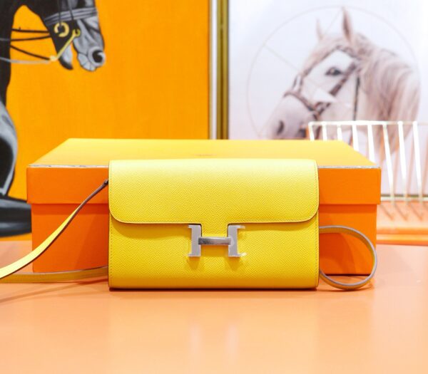 wsxc1780049619127_0 DR96 Factory Constance TO GO Epsom Leather Amber Yellow Silver Hardware 20cm Full Handmade