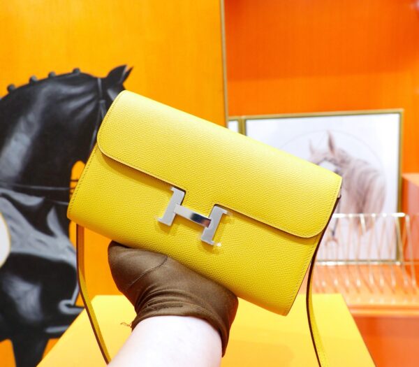 wsxc1780049619127_3 DR96 Factory Constance TO GO Epsom Leather Amber Yellow Silver Hardware 20cm Full Handmade